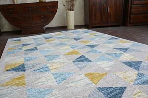 Balta Kusový koberec NORDIC CANVAS G4575 trojúhelníky šedý žlutý modrý Rozměr: 120x170 cm