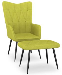 Relaxační křeslo se stoličkou zelené textil