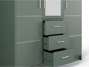 Zelená šatní skříň se zrcadlem 147x200 cm Burren - Cosmopolitan Design