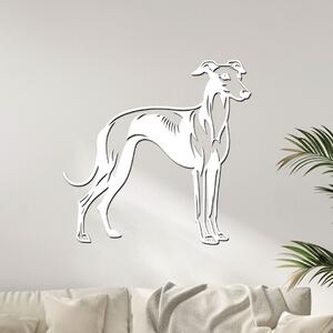 Dřevo života | Dřevěný obraz psa Chrta | Rozměry (cm): 40x39 | Barva: Bílá