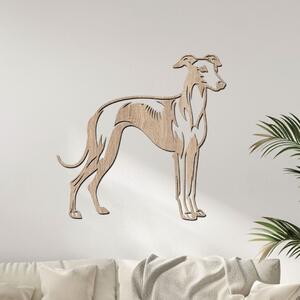 Dřevo života | Dřevěný obraz psa Chrta | Rozměry (cm): 40x39 | Barva: Světlý dub