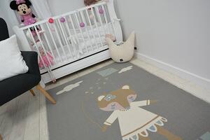 Dětský protiskluzový koberec LOKO Myška šedý