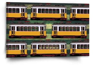 Sablio Obraz Lisabonské historické tramvaje Zelený Pattern - 120x80 cm