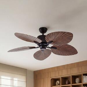 Lucande Stropní ventilátor Silvaris, průměr 132 cm, vzhled dřeva, DC, tichý, Tmavé dřevo, Obývací pokoj / jídelna, Plast, Skandinávský
