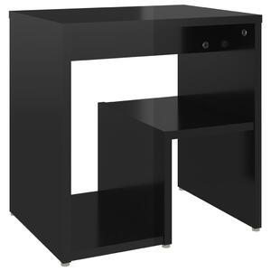 Noční stolek černý s vysokým leskem 40 x 30 x 40 cm dřevotříska