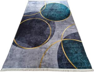 HU Šedohnědý, námořnicky modrý, moderní koberec VELVET M388 Rozměr: 50x80 cm