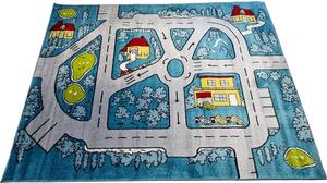 HU Modrý dětský koberec Kids Cesta Ihrisko 304 Blue Rozměr: 60x100 cm