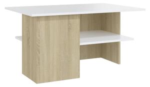 Konferenční stolek bílý a dub sonoma 90x60x46,5 cm dřevotříska