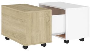 Konferenční stolek bílý a dub sonoma 60x60x38 cm dřevotříska