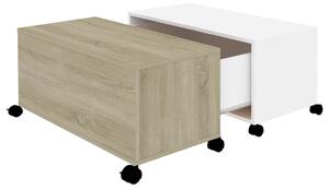 Konferenční stolek bílý a dub sonoma 75x75x38 cm dřevotříska