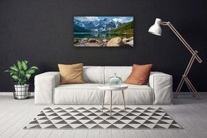 Obraz na plátně Hory Les Jezero Kameny 125x50 cm