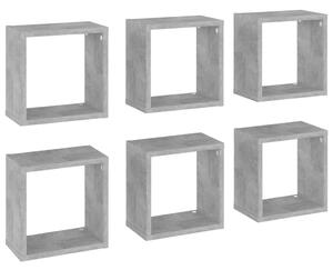 Nástěnné police kostky 6 ks betonově šedé 26 x 15 x 26 cm