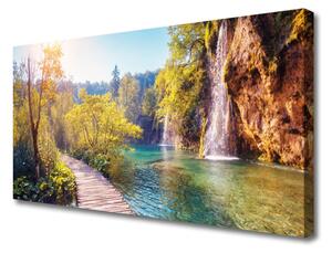 Obraz na plátně Jezero Krajina Vodopád 125x50 cm