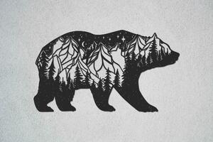 Medvěd - krajina Velikost: 30 cm, Barva pozadí: Bez pozadí, Barva obrysu: Černá