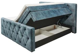 POSTEL BOXSPRING, 180/200 cm, textil, kompozitní dřevo, modrá MID.YOU - Postele boxspring, Online Only