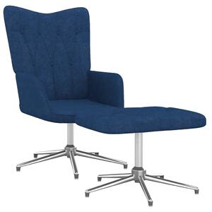 Relaxační křeslo se stoličkou modré textil