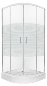 Novoterm Čtvrtkruhový sprchový kout NV-Madera 80x80 chrom/potisk + vanička