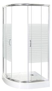 Novoterm Asymetrický sprchový kout NV-Madera 100x80 PRAVÝ chrom/potisk + vanička