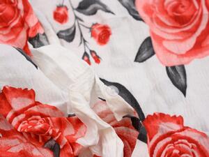 Krepové povlečení RED ROSES bílé + povlak na polštářek 40 x 50 cm zdarma