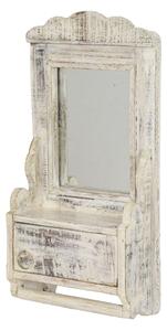 Zrcadlo s poličkou z teakového dřeva, 22x10x45cm (4C)