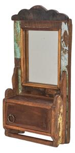 Zrcadlo s poličkou z teakového dřeva, 22x10x45cm (4P)