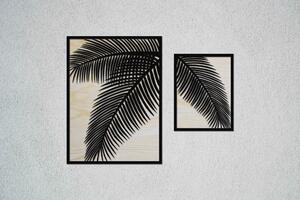 Palmové listy Velikost: 50 cm, Barva pozadí: Přírodní - borovicová překližka, Barva obrysu: Černá