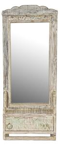 Zrcadlo s poličkou z teakového dřeva, 28x10x67cm (5F)