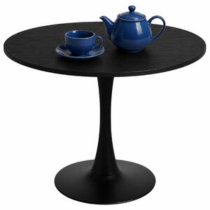 Kulatý jídelní stl VICTORY SLIM Ø 70 cm | Jemný kuchyský stl erné dřevo a kou | Moderní konferenní stolek Industrial Loft Dark Scandi