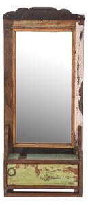 Zrcadlo s poličkou z teakového dřeva, 28x10x67cm (5J)