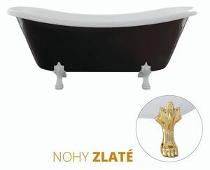 Besco Volně stojící vana ze sanitárního kompozitu Amelia BW 190x77 bez přepadu Typ a barva výpustě: bez odpadového sifonu, Barva podpěrných nožek: Zlatá