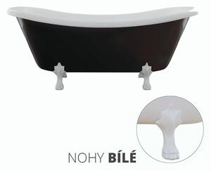 Besco Volně stojící vana ze sanitárního kompozitu Amelia BW 190x77 s přepadem Typ a barva výpustě: bez odpadového sifonu, Barva podpěrných nožek: Bílá