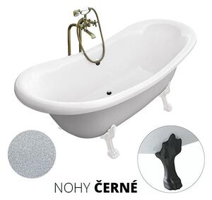 Besco Volně stojící vana ze sanitárního kompozitu Amelia Glam S 190x77 s přepadem Typ a barva výpustě: bez odpadového sifonu, Barva podpěrných nožek: Černá mat