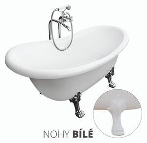 Besco Akrylátová volně stojící vana Otylia 160x77 (170x77) bez přepadu Rozměry (cm): 160x77, Typ a barva výpustě: bez odpadového sifonu, Barva podpěrných nožek: Bílá