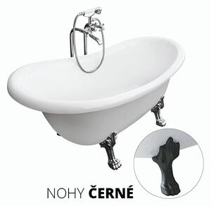 Besco Akrylátová volně stojící vana Otylia 160x77 (170x77) bez přepadu Rozměry (cm): 160x77, Typ a barva výpustě: bez odpadového sifonu, Barva podpěrných nožek: Černá mat