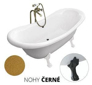Besco Volně stojící vana ze sanitárního kompozitu Amelia Glam Z 190x77 s přepadem Typ a barva výpustě: bez odpadového sifonu, Barva podpěrných nožek: Černá mat