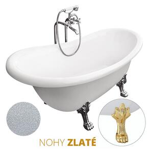 Besco Akrylátová volně stojící vana Otylia Glam S 160x77 (170x77) bez přepadu Rozměry (cm): 160x77, Typ a barva výpustě: bez odpadového sifonu, Barva podpěrných nožek: Zlatá
