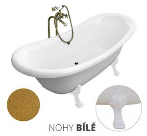 Besco Volně stojící vana ze sanitárního kompozitu Amelia Glam Z 190x77 s přepadem Typ a barva výpustě: bez odpadového sifonu, Barva podpěrných nožek: Bílá