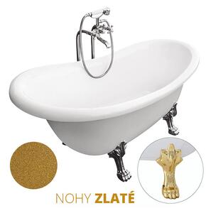 Besco Akrylátová volně stojící vana Otylia Glam Z 160x77 (170x77) bez přepadu Rozměry (cm): 170x77, Typ a barva výpustě: bez odpadového sifonu, Barva podpěrných nožek: Zlatá