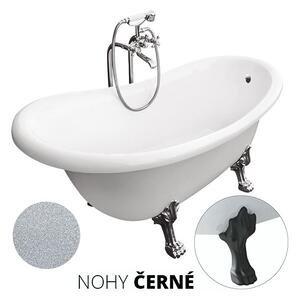 Besco Akrylátová volně stojící vana Otylia Glam S 160x77 (170x77) s přepadem Rozměry (cm): 160x77, Typ a barva výpustě: bez odpadového sifonu, Barva podpěrných nožek: Černá mat