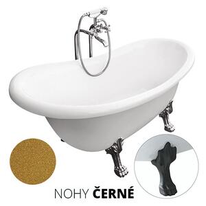 Besco Akrylátová volně stojící vana Otylia Glam Z 160x77 (170x77) bez přepadu Rozměry (cm): 160x77, Typ a barva výpustě: bez odpadového sifonu, Barva podpěrných nožek: Černá mat