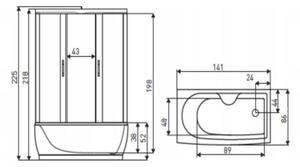 Novoterm Hydromasážní box NV-Mona 141x86