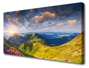 Obraz na plátně Hory Slunce Louka Krajina 100x50 cm