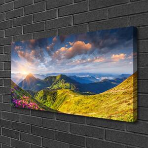 Obraz na plátně Hory Slunce Louka Krajina 120x60 cm