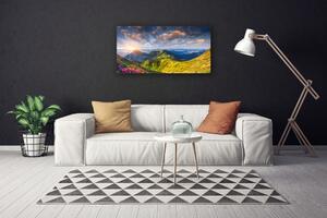 Obraz na plátně Hory Slunce Louka Krajina 140x70 cm