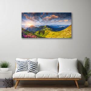 Obraz na plátně Hory Slunce Louka Krajina 100x50 cm