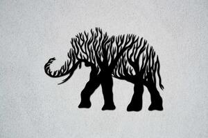 Slon - větve Velikost: 30 cm, Barva pozadí: Bez pozadí, Barva obrysu: Černá