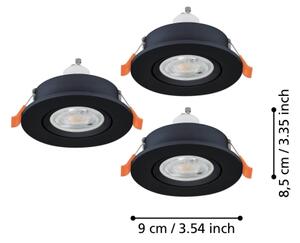 Eglo 902257 - SADA 3x LED Podh. bodové svítidlo BARRANCO 1xGU10/4,5W/230V černá
