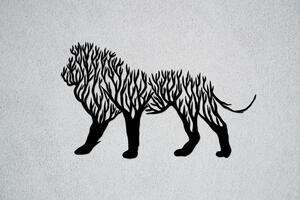 Lev - větve Velikost: 30 cm, Barva pozadí: Bez pozadí, Barva obrysu: Černá