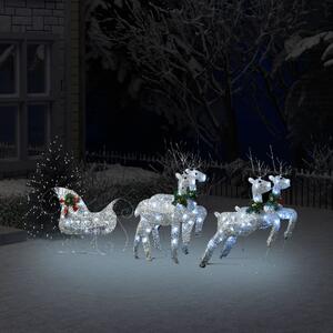 Vánoční dekorace sobi a sáně 100 LED venkovní stříbrná