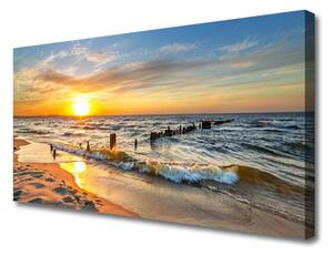 Obraz na plátně Moře Západ Slunce Pláž 125x50 cm